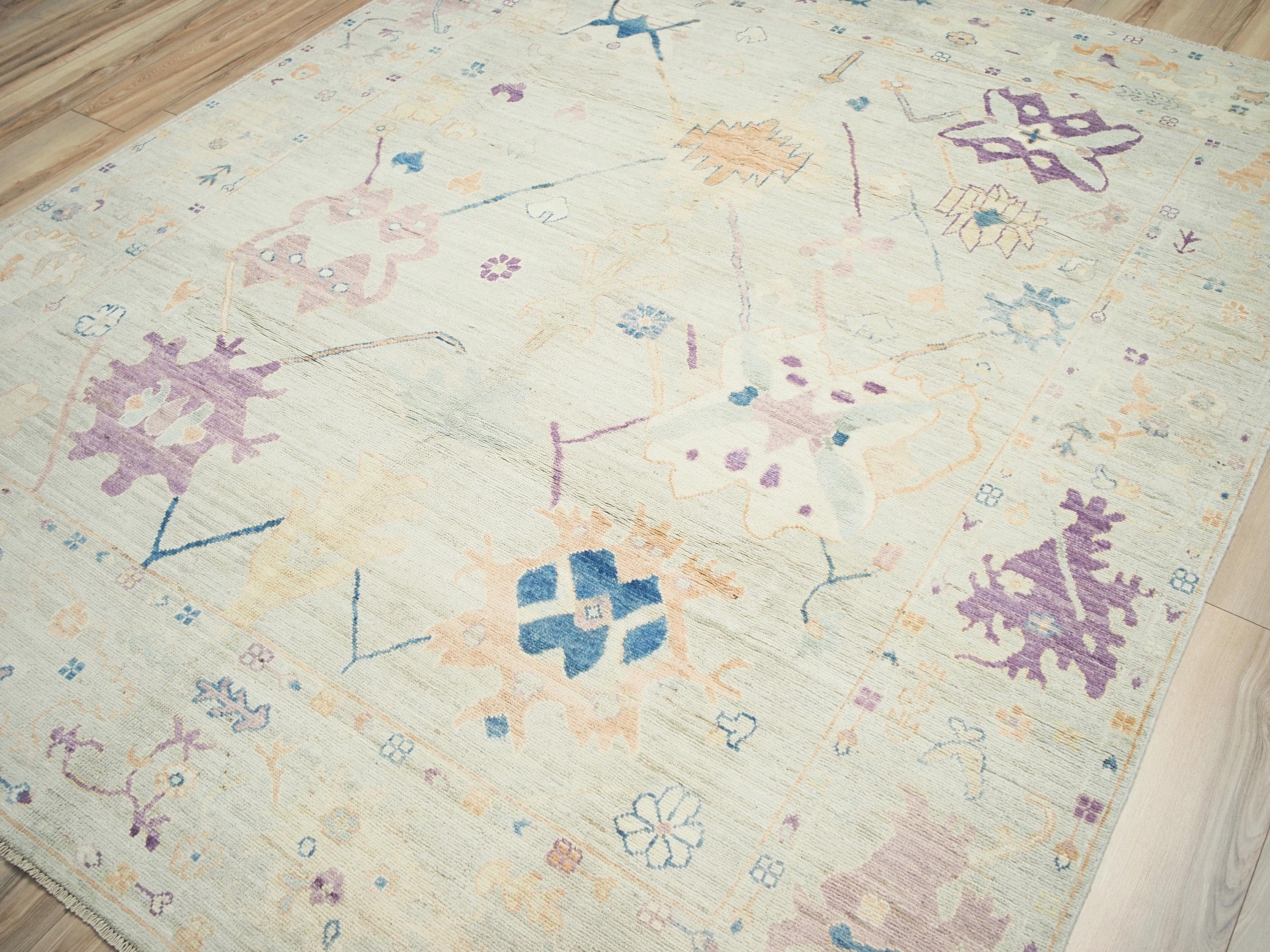 8x10 Ft Light Green Oushak Wool Rug - Hand Knotted Area Rug