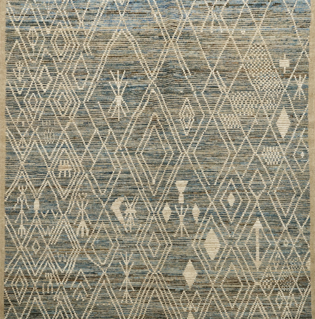 7x7 Ft Blue Moroccan Rug - Afghan Handmade Square Rug
