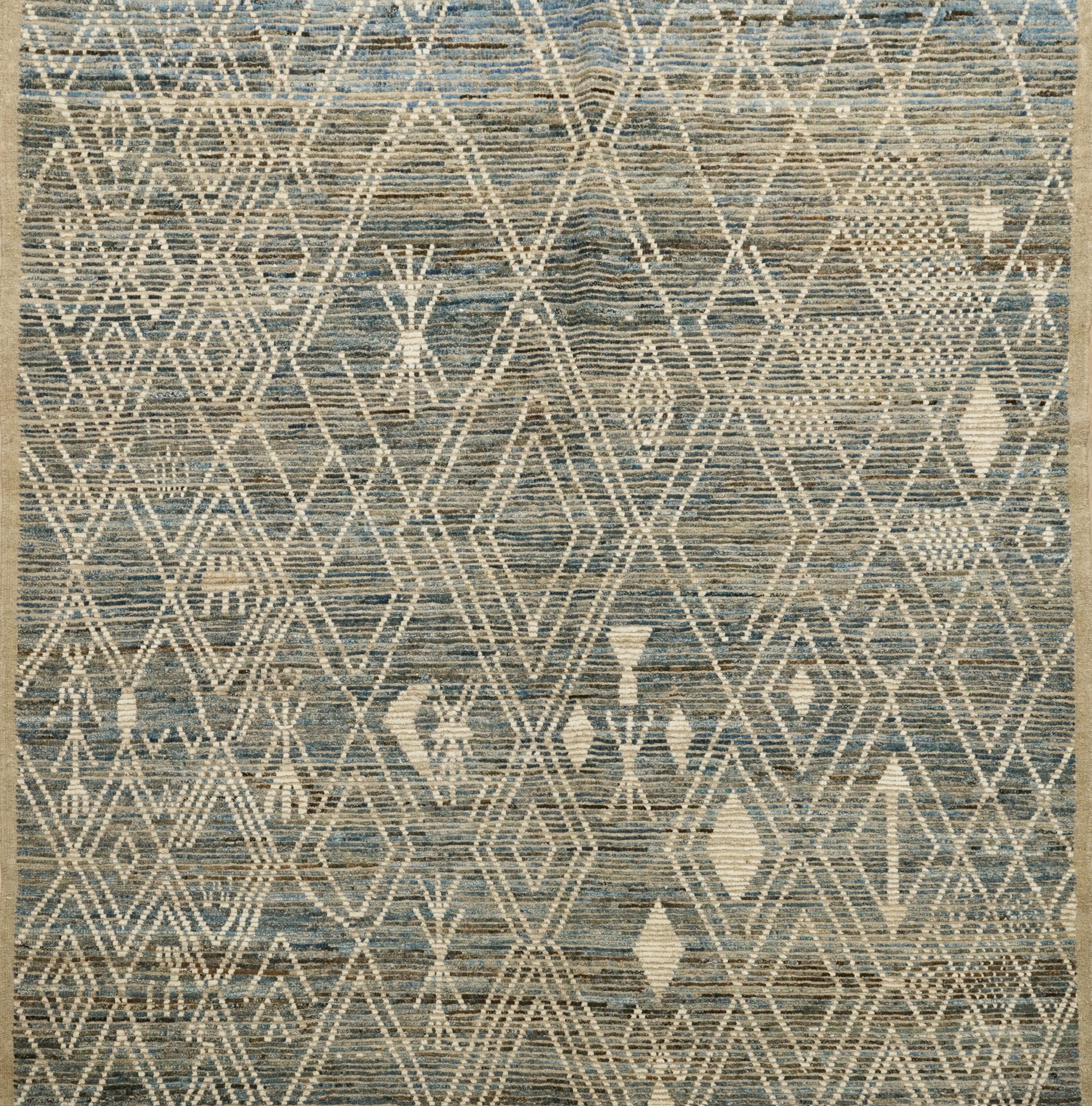 7x7 Ft Blue Moroccan Rug - Afghan Handmade Square Rug