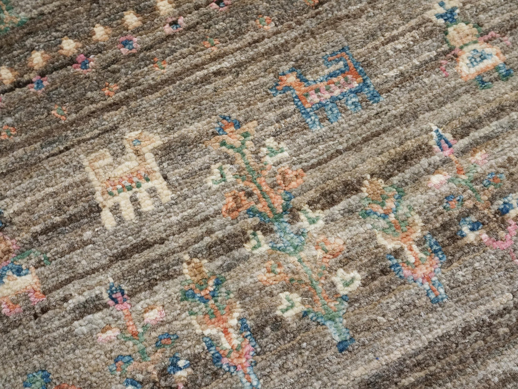 2x4 Ft Hand Knotted Wool Gabbeh Rug - Brown Oriental Rug