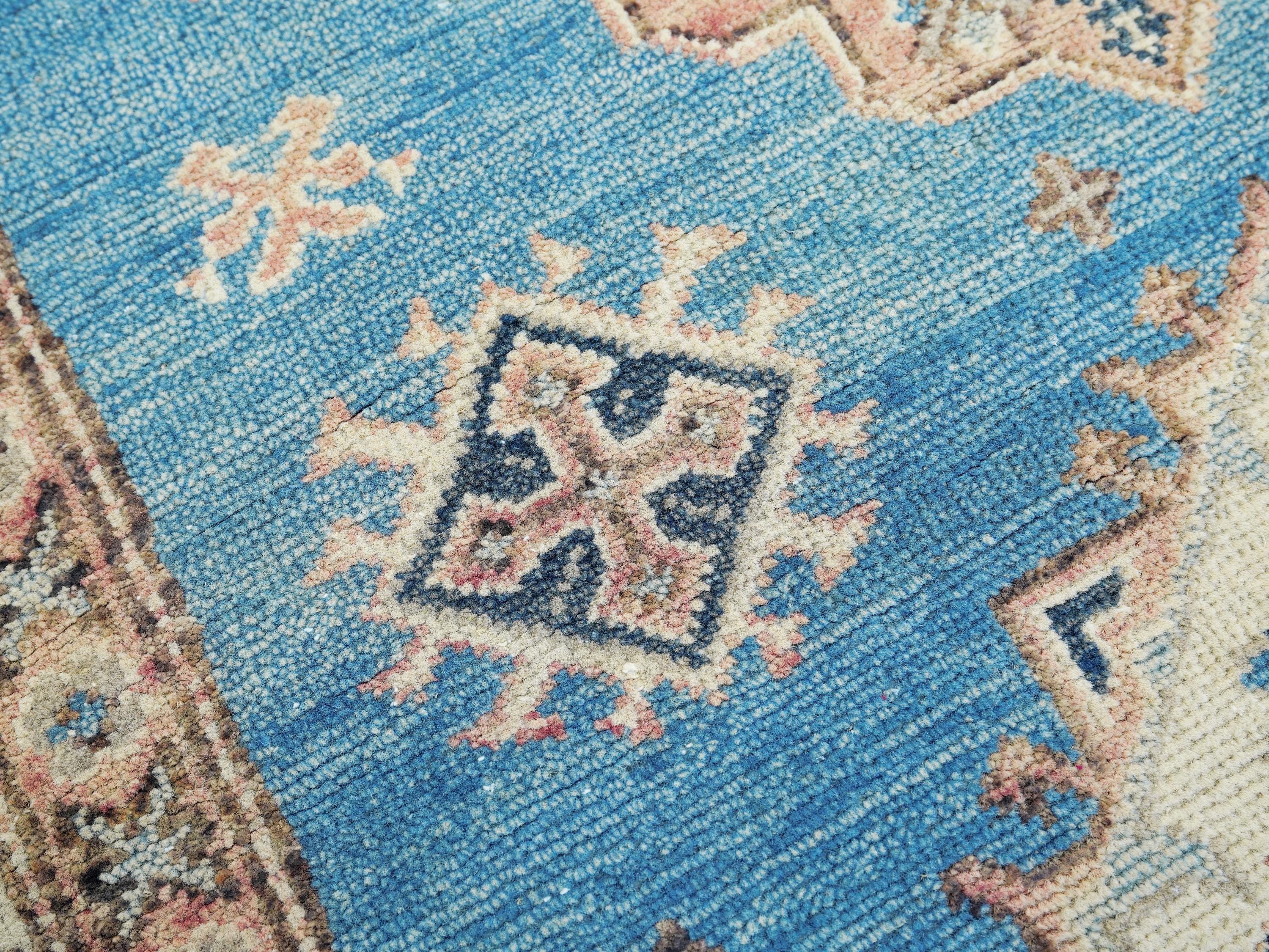 3x5 Ft Blue Serapi Rug - Oriental Wool Antique Rug - Persian Design