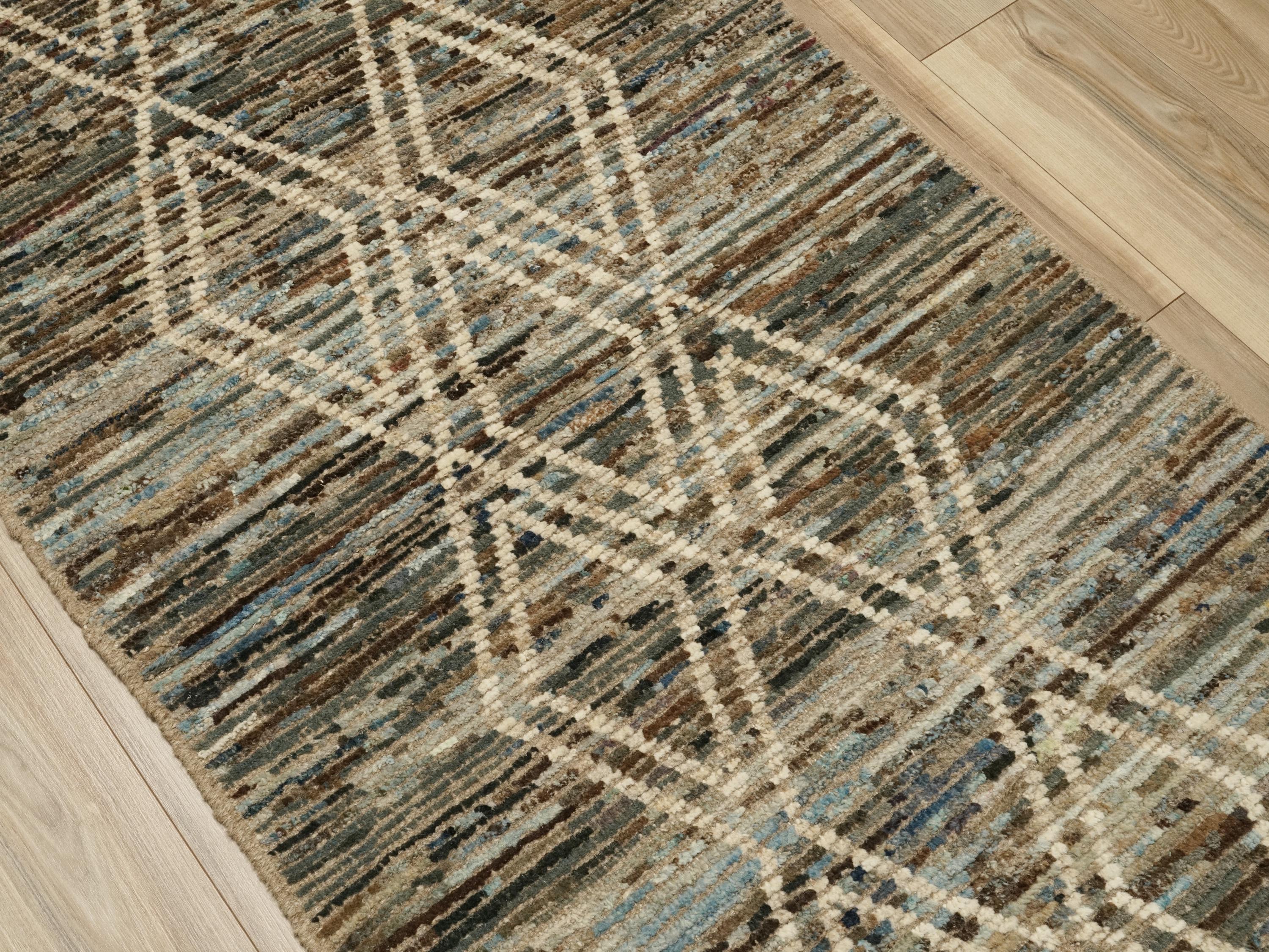 3x5 Ft Blue Moroccan Rug - Hand Knotted Area Rug