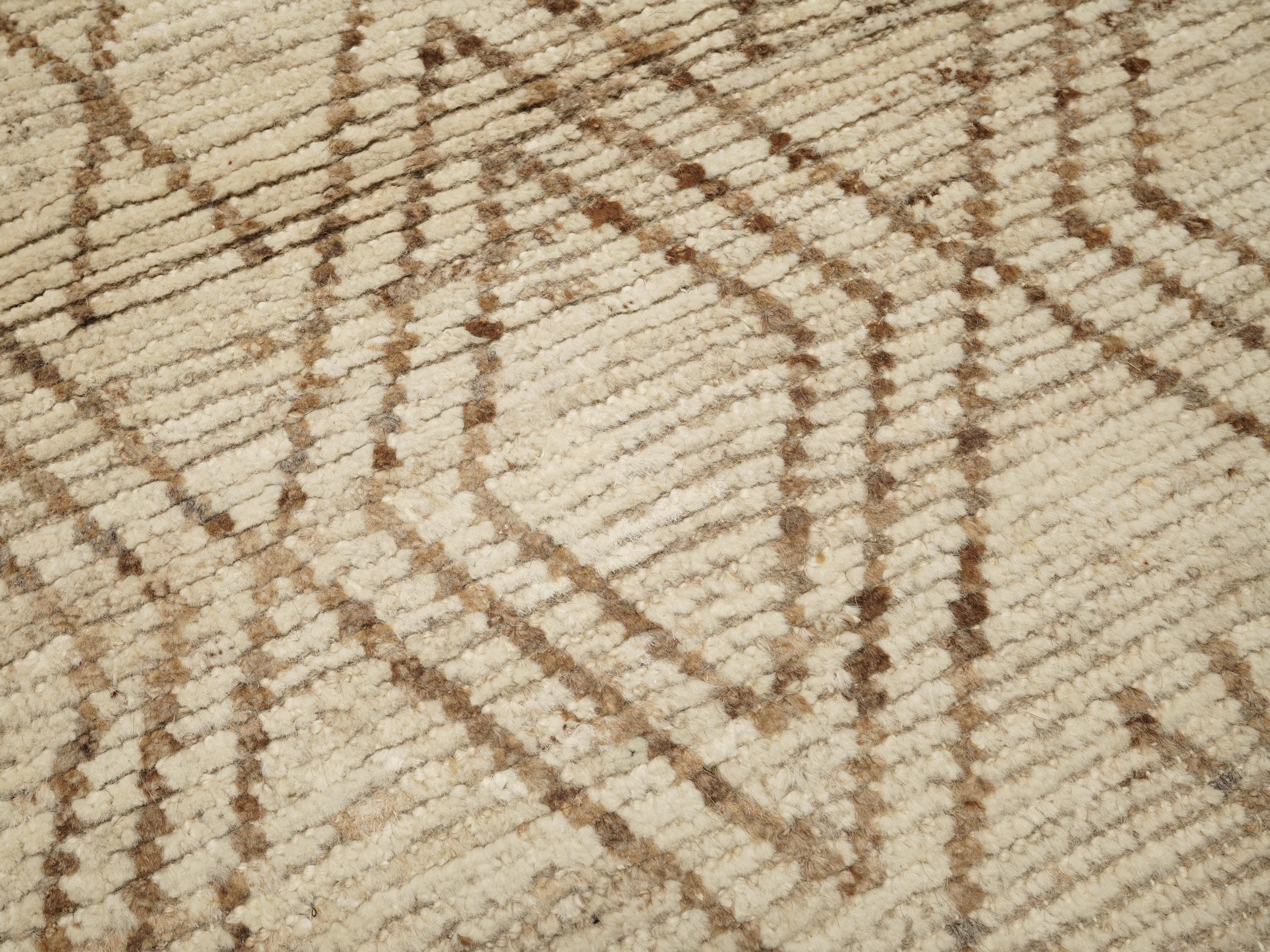 16 Ft Beige Moroccan Runner Rug - Afghan Wool Hallway Rug