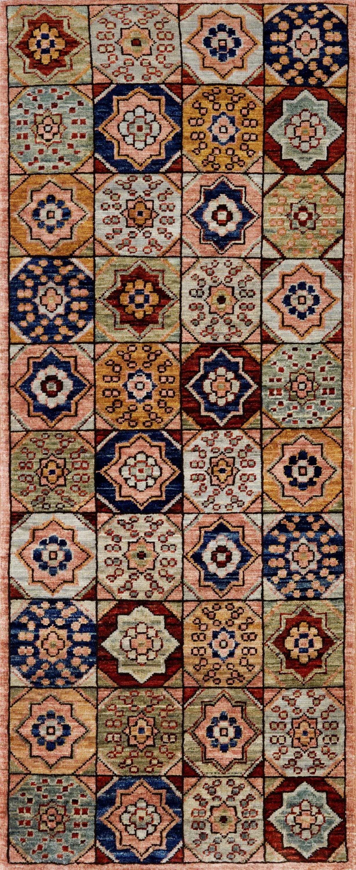 2x5 Ft Peach Orange Heriz Rug - Hand Knotted Small Runner