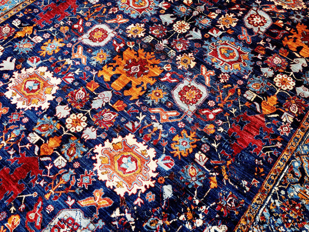 8x10 Ft Dark Blue Bidjar Rug - Hand Knotted Wool Oriental Rug - Broken Design