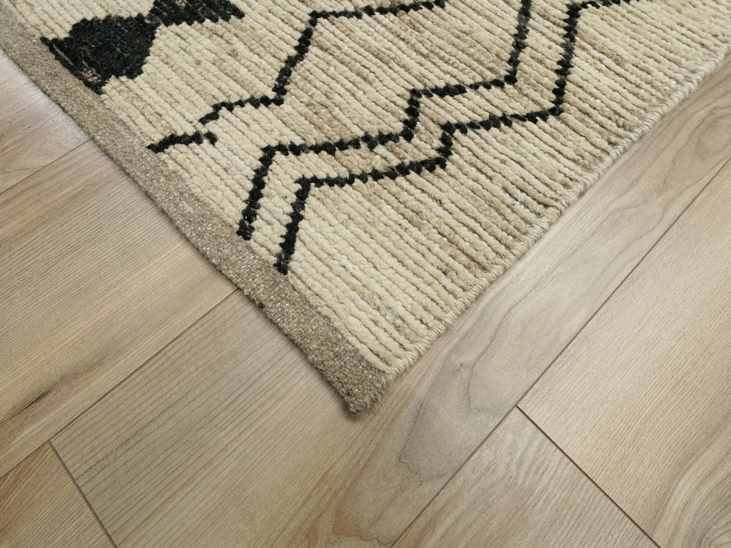 13 Ft White Moroccan Runner Rug - Handmade Wool Hallway Rug