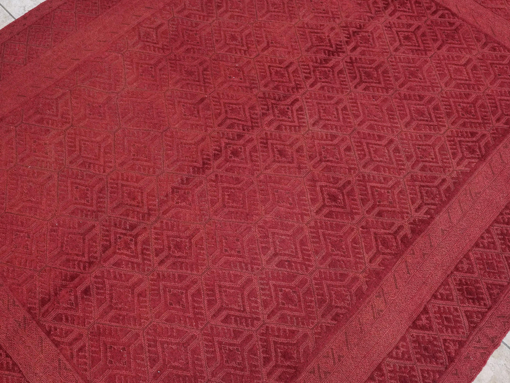 Red Tribal Kilim Rug - 6x8 Ft Hand-Knotted Afghan Wool, Vintage