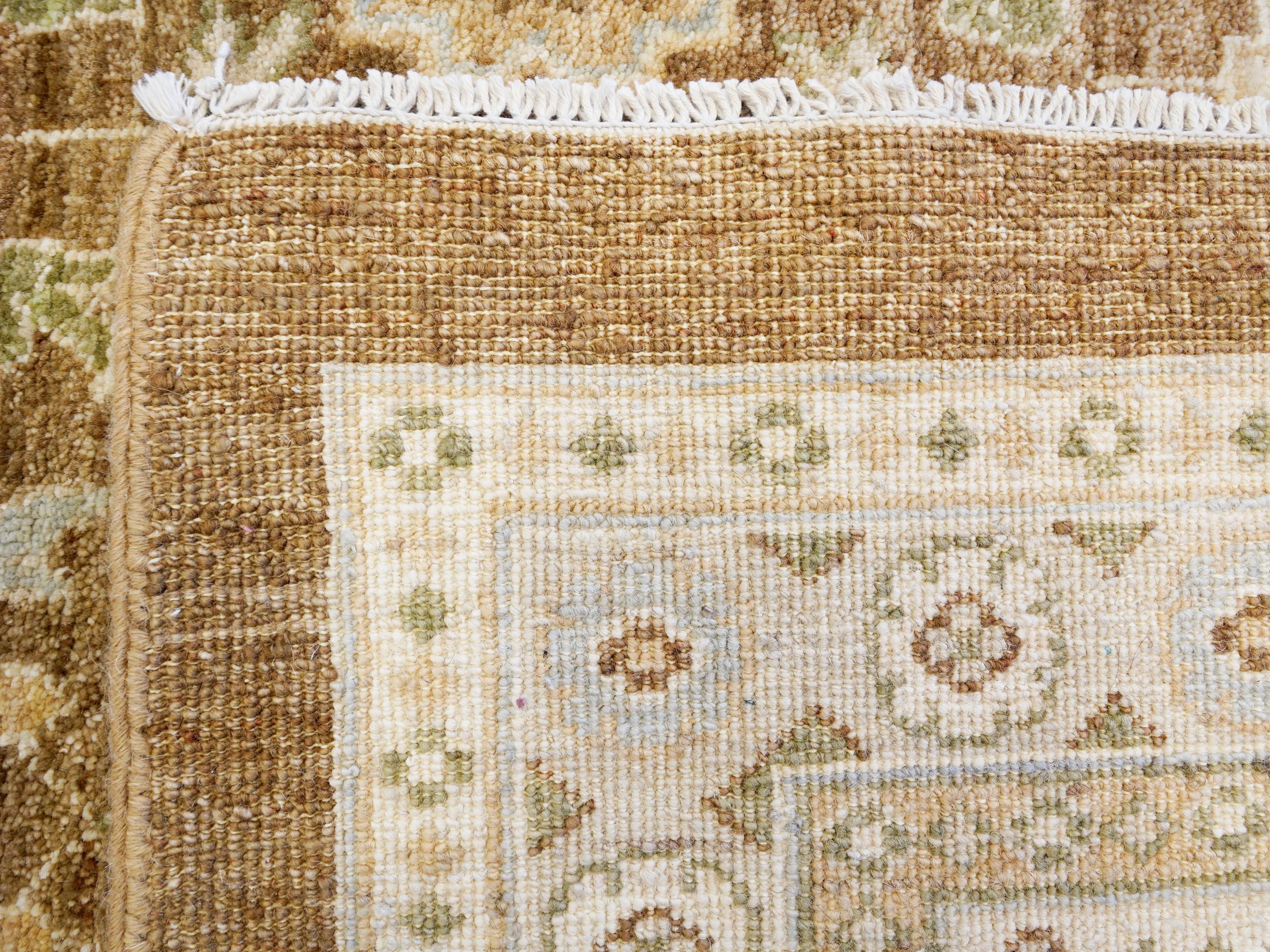 12x15 Ft Beige & Brown Serapi Rug - Handmade Wool Area Rug - Oversize