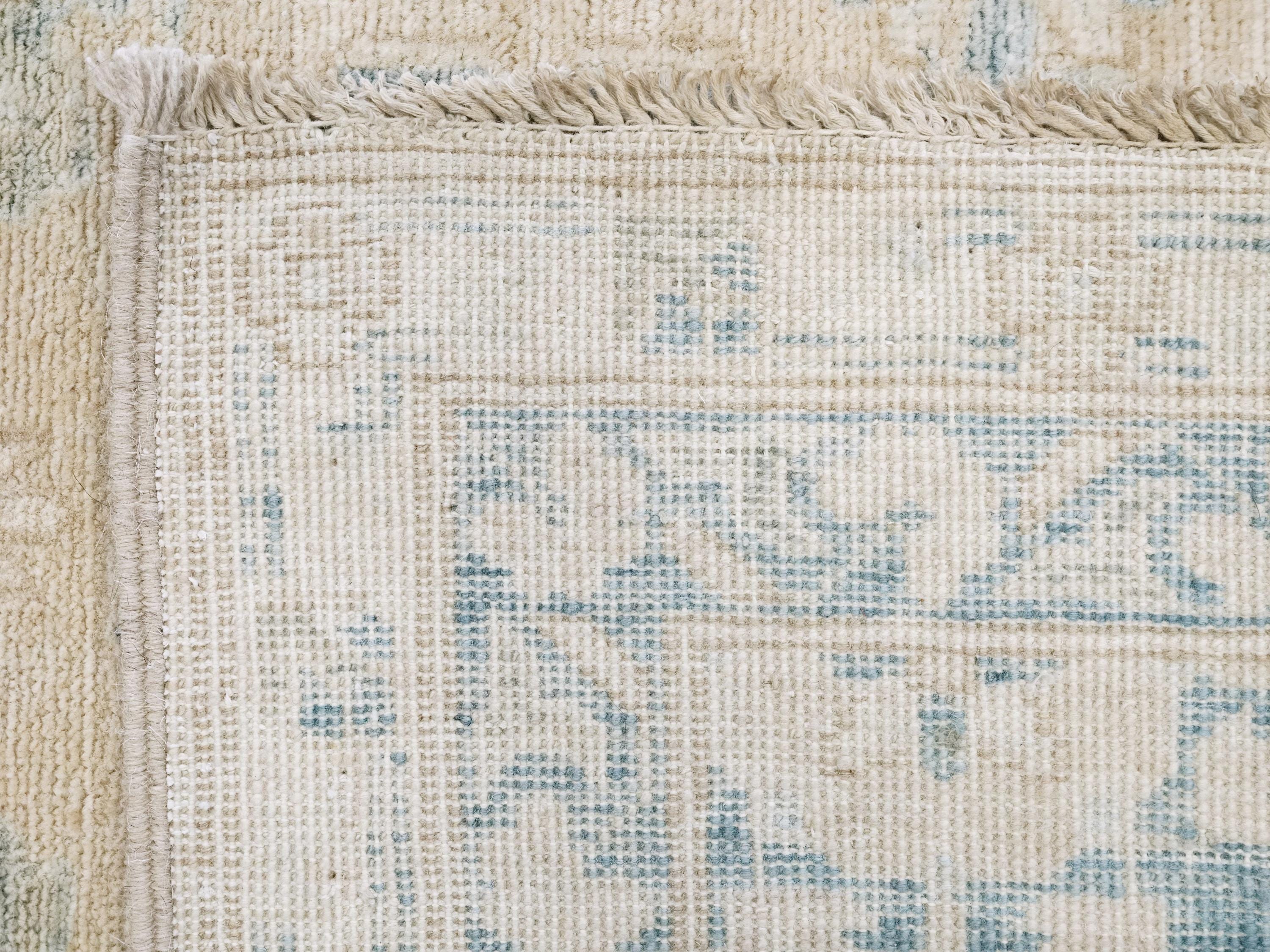 3x5 Ft Beige & Blue Serapi Rug - Oriental Wool Rug - Floral Design