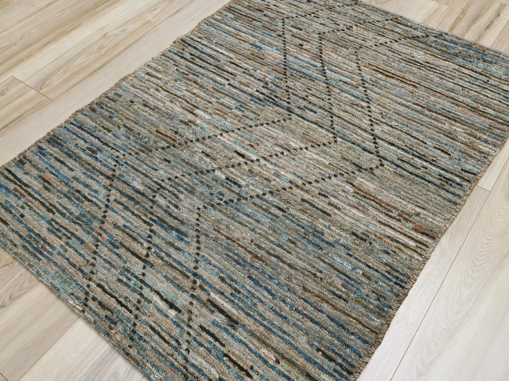 3x5 Ft Coral Blue Moroccan Rug - Afghan Wool Rug