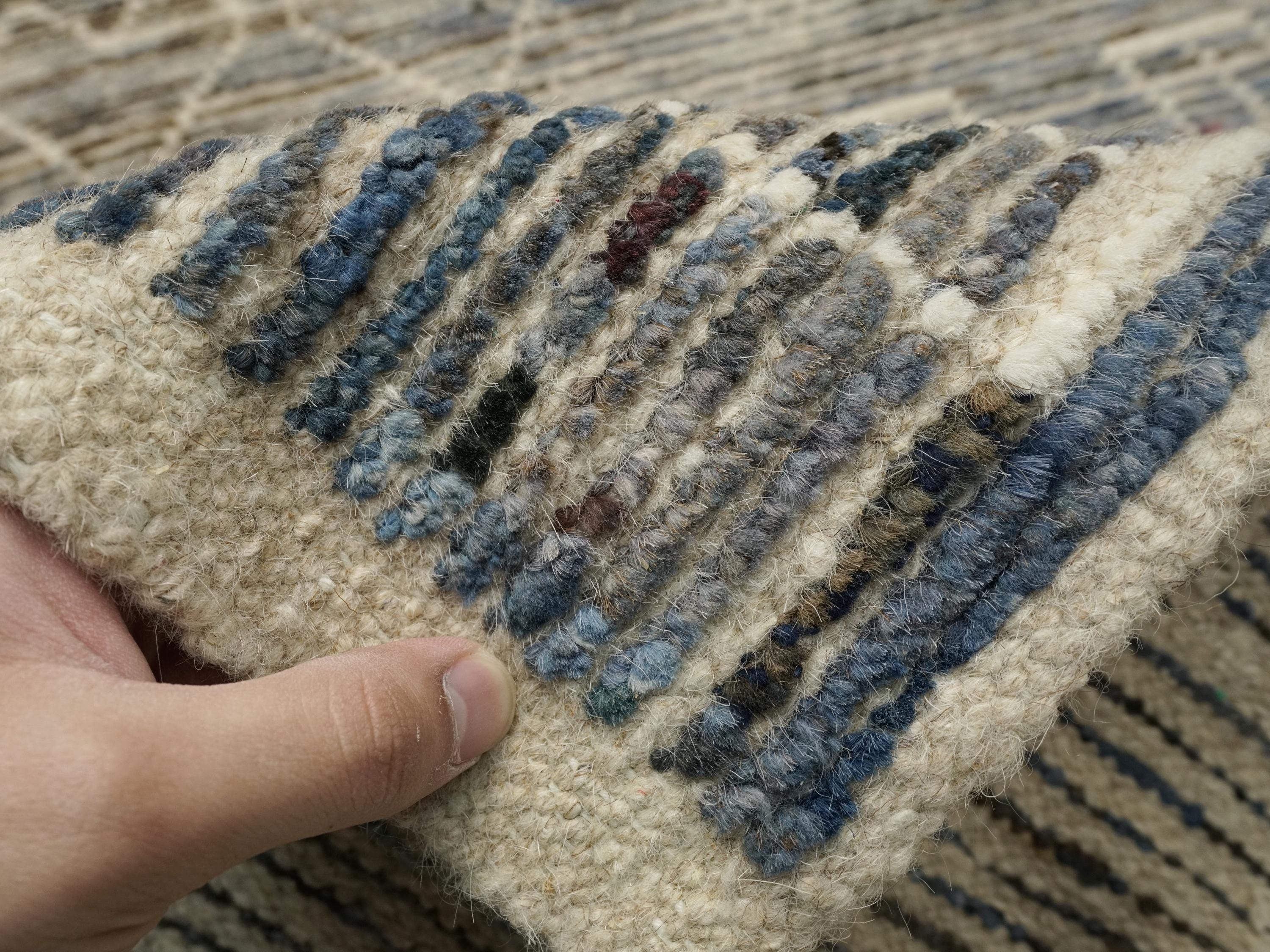 10 Ft Blue Moroccan Runner Rug - Afghan Wool Rug