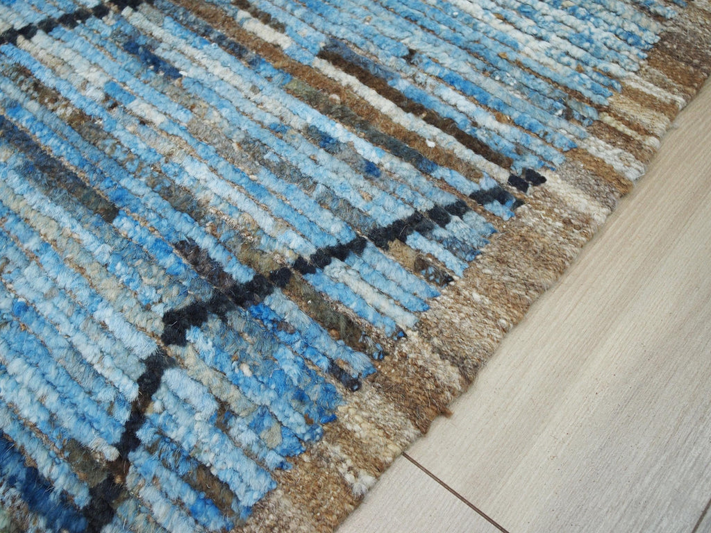 8x10 Ft Blue Moroccan Rug - Hand Knotted Area Rug