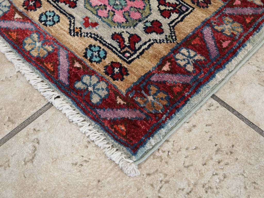Hand Knotted Red Mamluk Rug - 2x3 Ft Ghazni Wool Oriental Rug