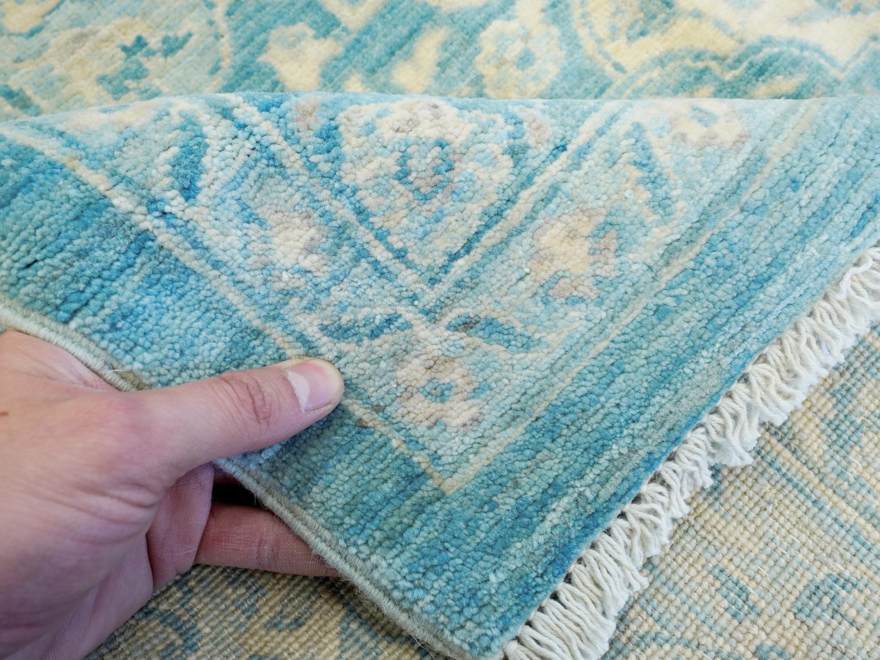 8x10 Ft Light Blue Serapi Rug - Hand Knotted Afghan Wool Rug