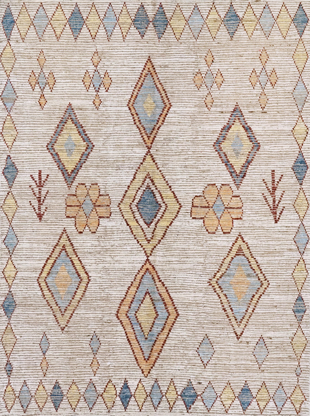 Handmade Beige Moroccan Rug: 6x9 Afghan Wool Floral Area Rug