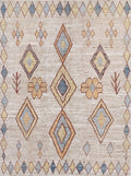 Handmade Beige Moroccan Rug: 6x9 Afghan Wool Floral Area Rug