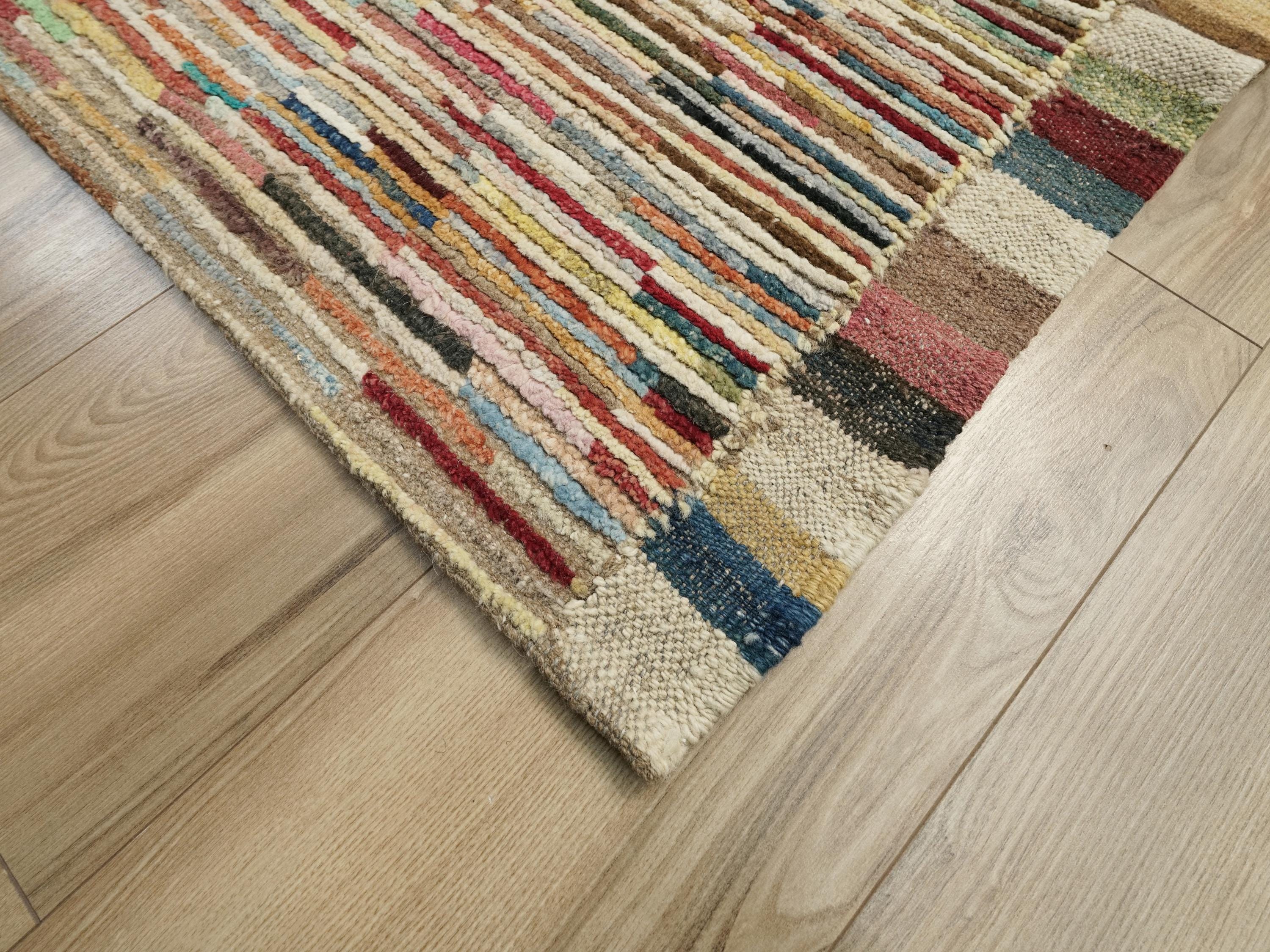 12 Ft Colorful Moroccan Runner Rug - Hand Knotted Wool Runner