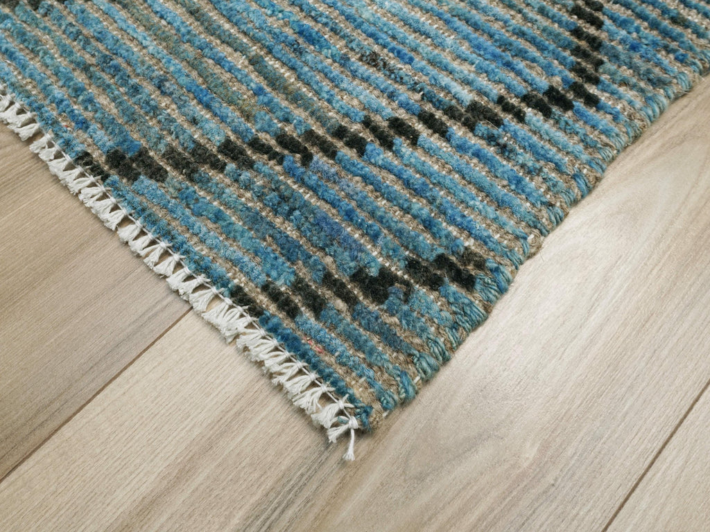 3x5 Ft Blue Moroccan Rug - Hand Knotted Wool Rug