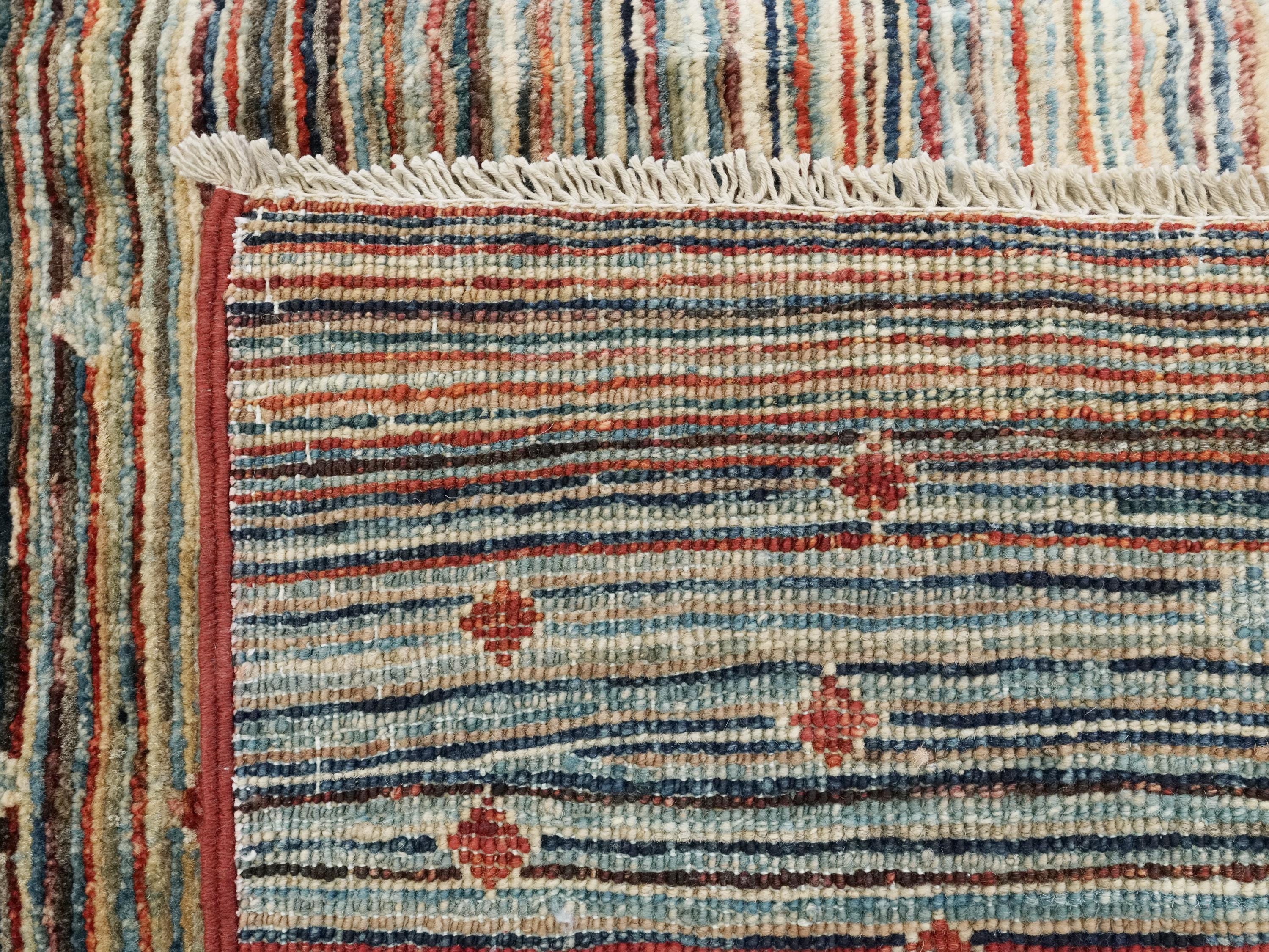 8x10 FT Colorful Gabbeh Wool Rug - Hand Knotted Afghan Rug