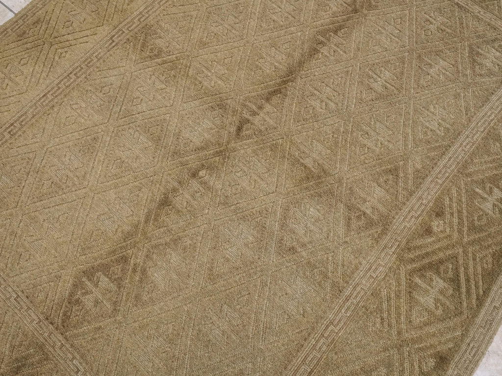 5x6 Ft Hand Knotted Wool Kilim Rug - Brown Tribal Rug - Vintage Afghan