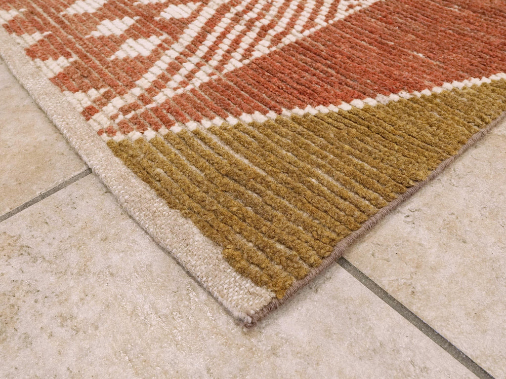 9x12 Ft Hand Knotted Red Moroccan Rug - Wool Area Rug