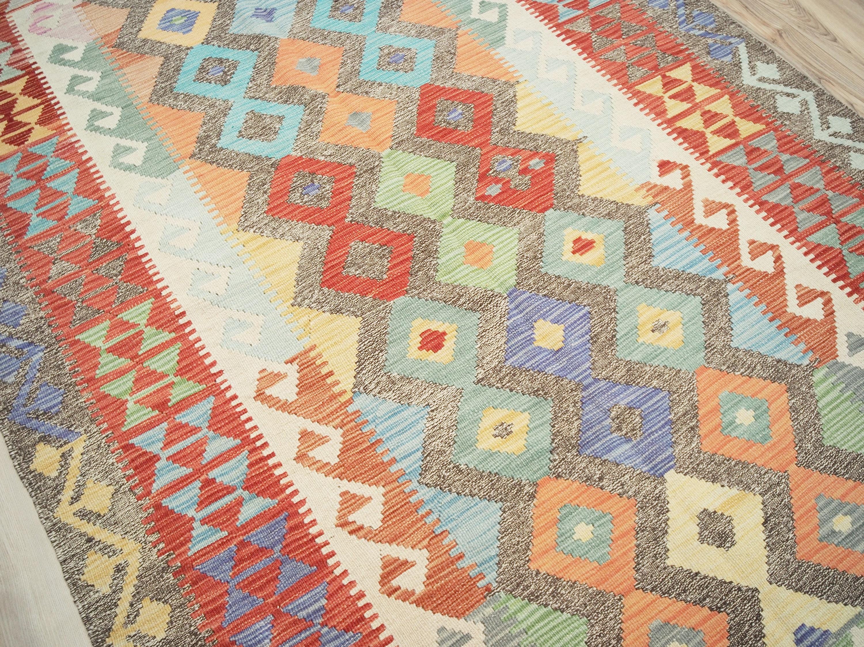 5x8 Ft Red Maimana Kilim Rug - Flat Weave Afghan Rug