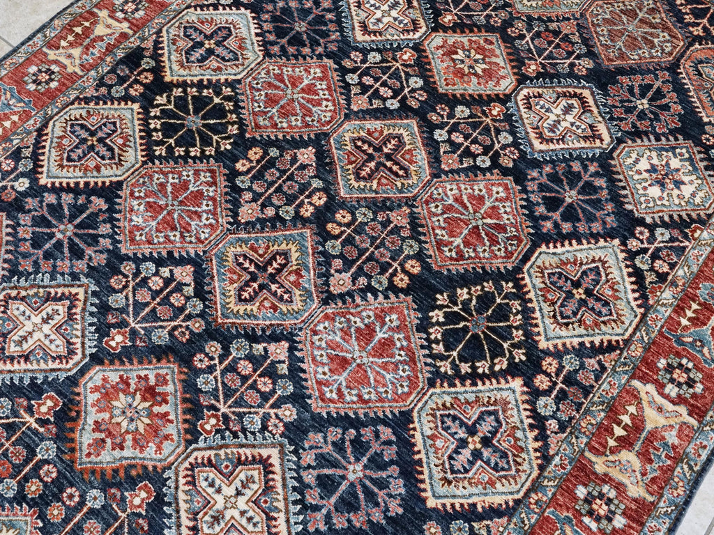 6x9 Ft Blue & Red Heriz Rug - Oriental Area Rug - Persian Design
