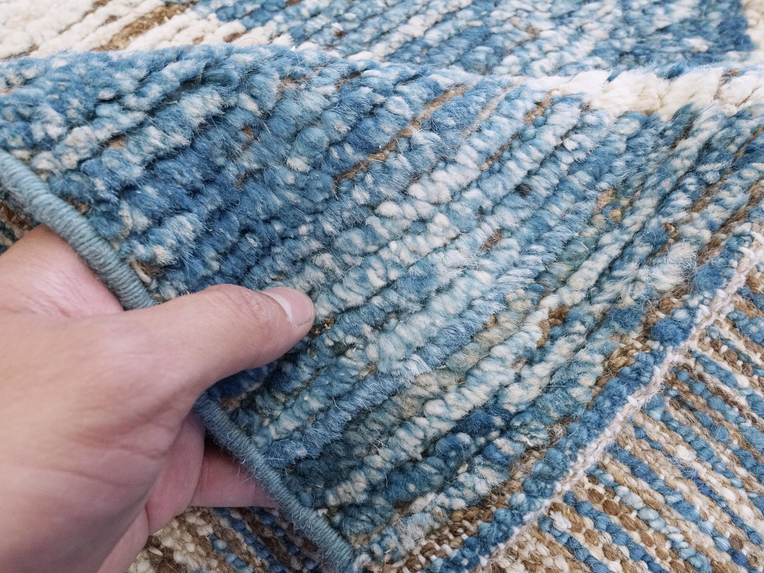 10x14 Ft Blue & White Moroccan Rug - Afghan Handmade Wool Rug
