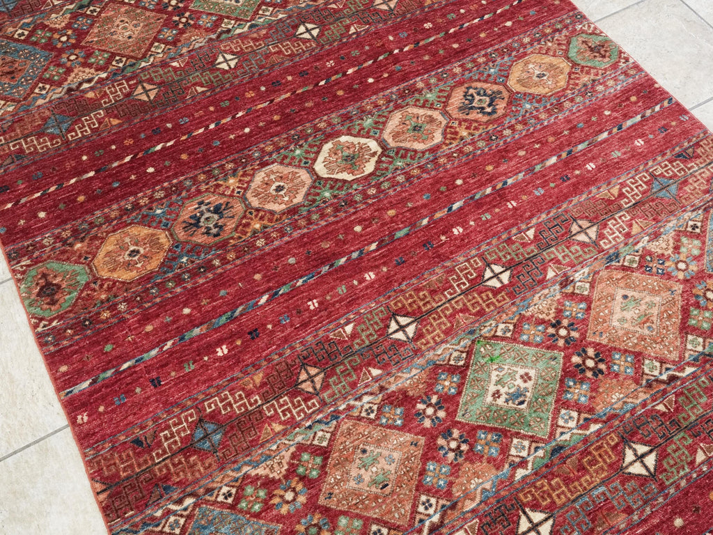 5x7 Ft Red Khorjin Rug - Hand Knotted Wool Tribal Rug