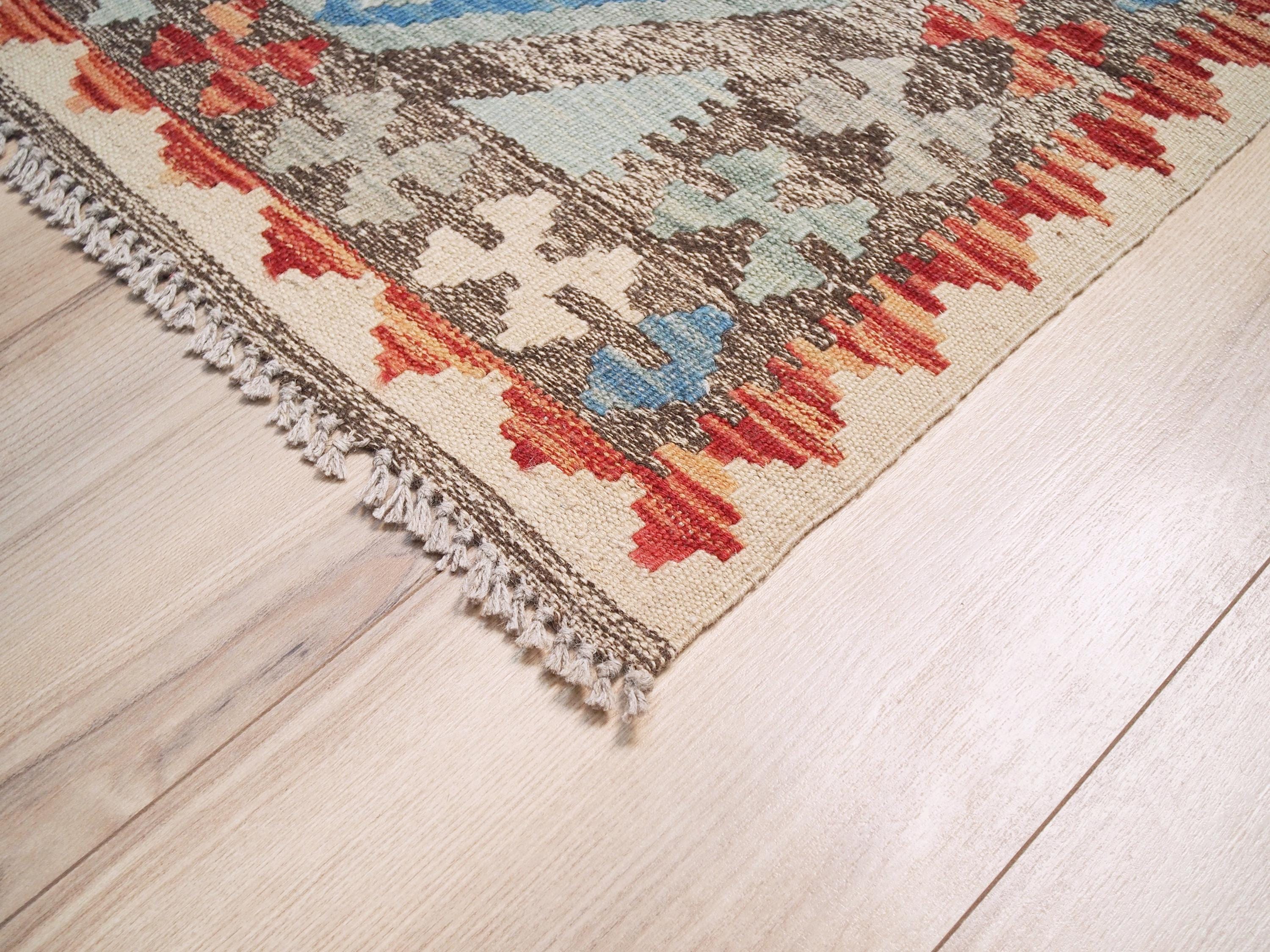 4x6 Ft Wool Kilim Rug - Brown Flat Weave