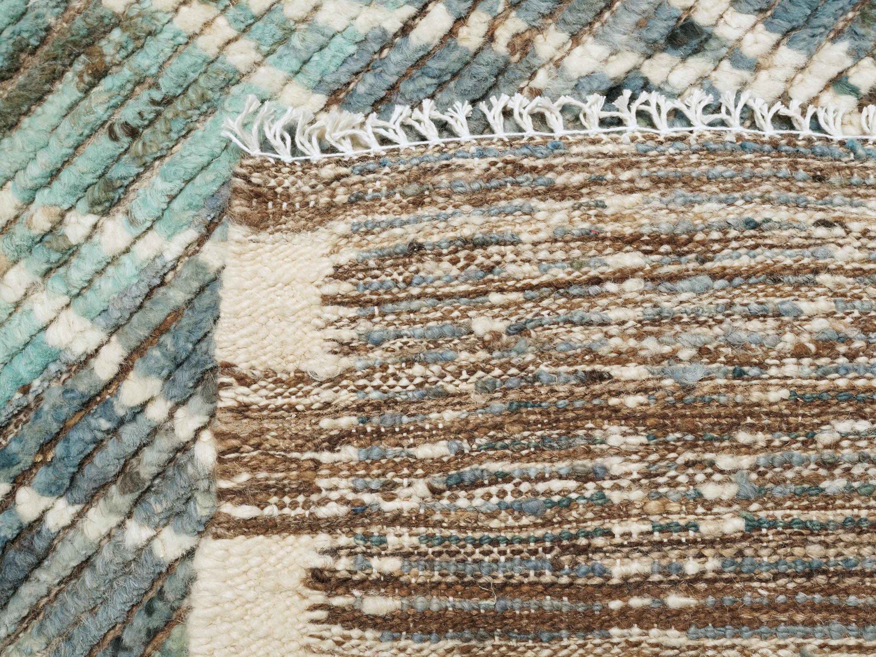 3x5 Ft Blue Moroccan Wool Rug - Hand Knotted Area Rug