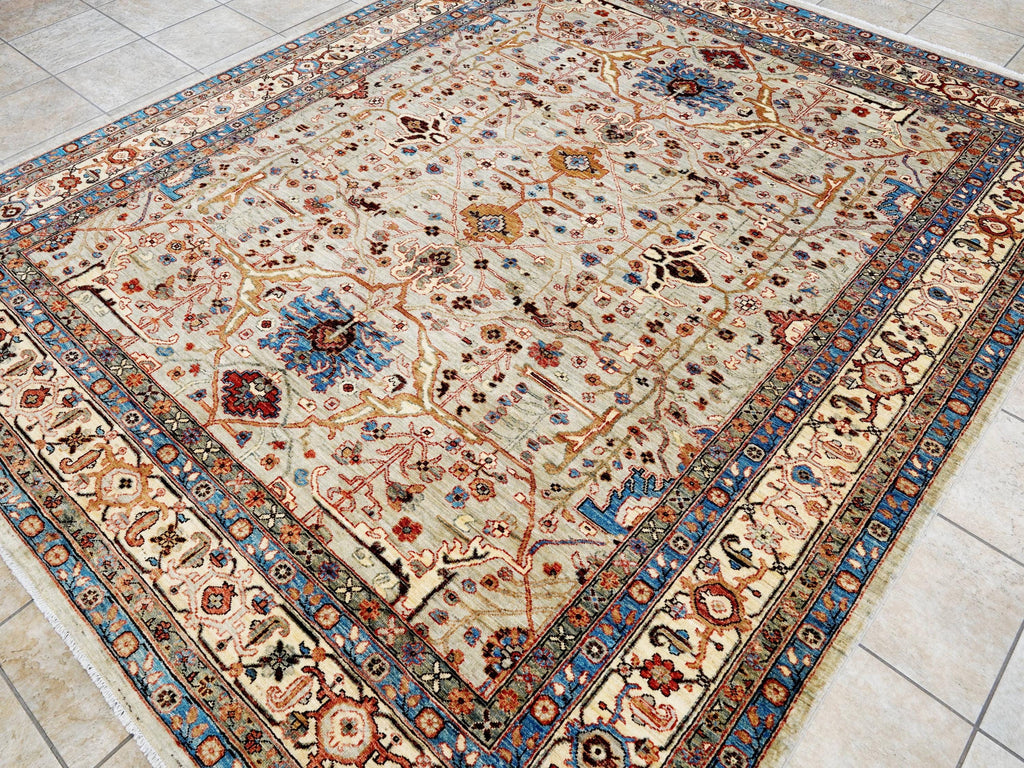 8x10 Ft Beige & Gray Bidjar Rug - Hand Knotted Wool Oriental Rug
