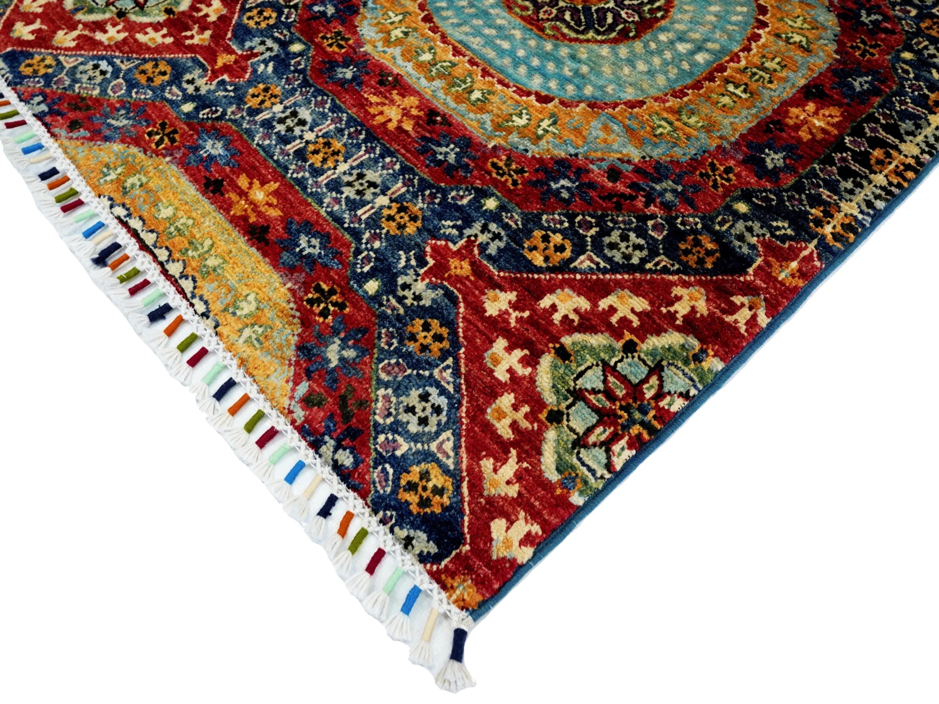 7x10 Ft Colorful Mamluk Rug - Hand Knotted Afghan Rug
