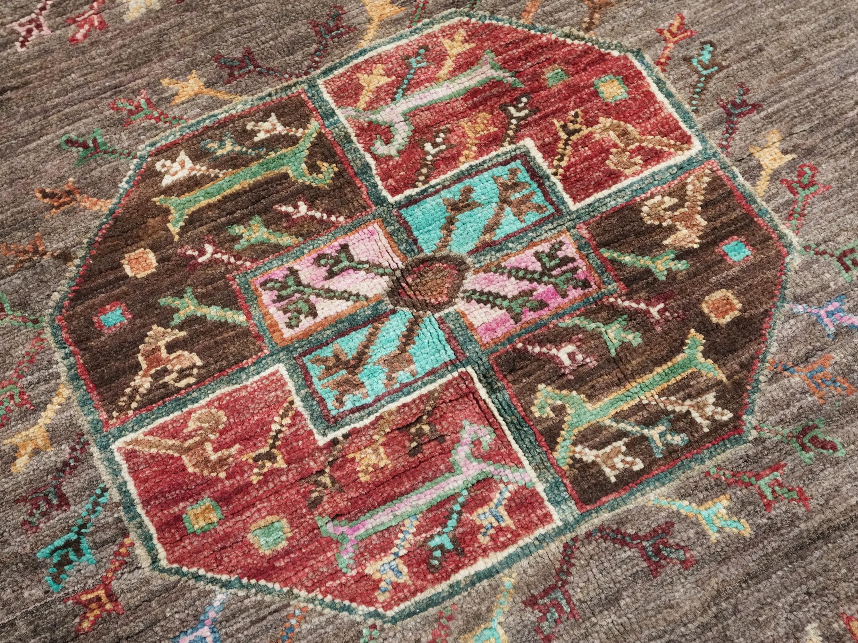 6x8 Ft Hand Knotted Ersari Rug - Brown Afghan Wool Rug