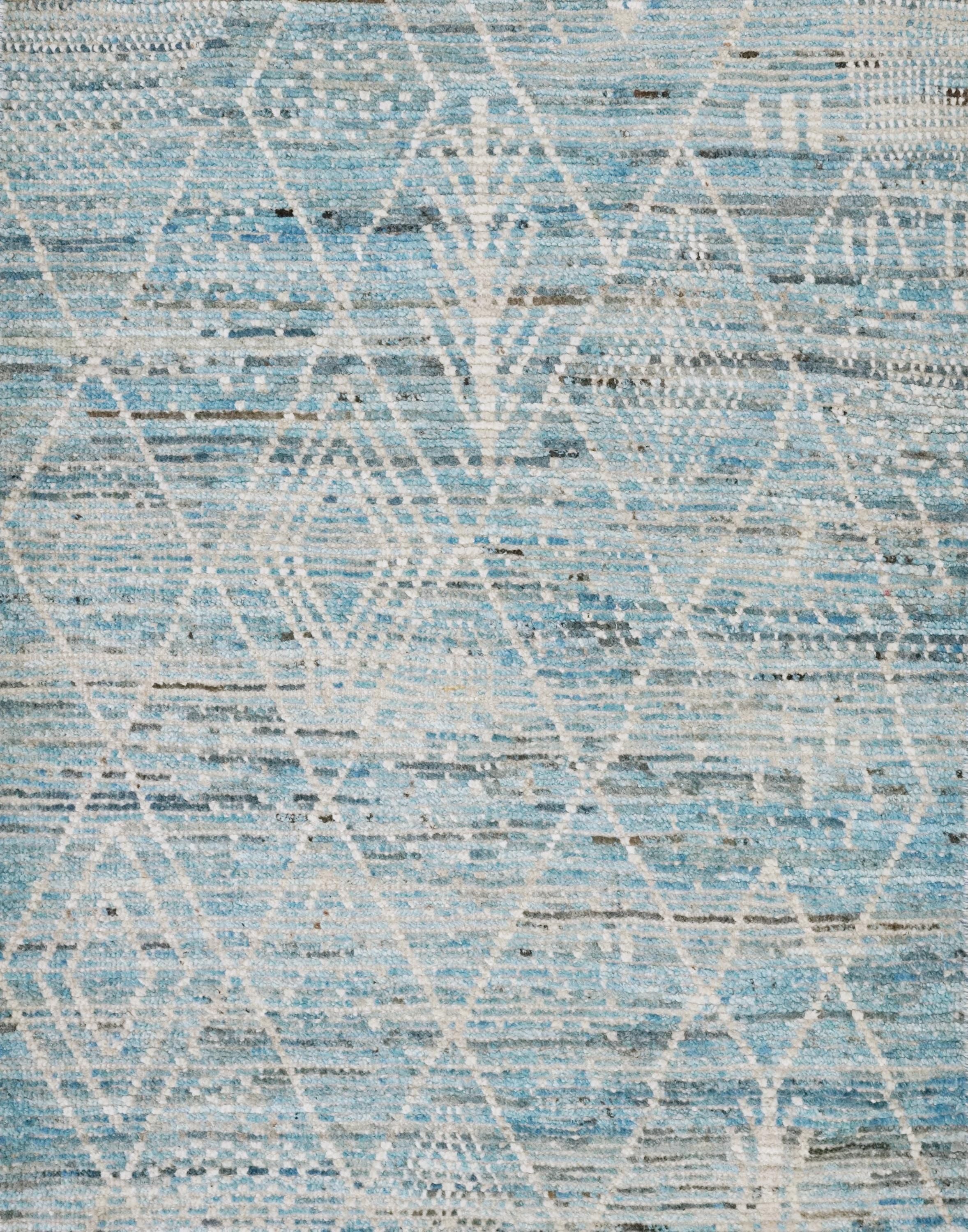 4x4 Ft Blue Moroccan Rug - Hand Knotted Wool Rug