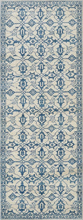 7 Ft Blue Heriz Rug Runner - Hand Knotted Wool Rug - Vintage Persian Style