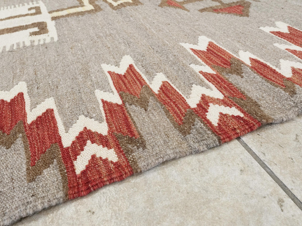 8x9 Ft Red Navajo Rug - Traditional Flat Weave - Tribal Design