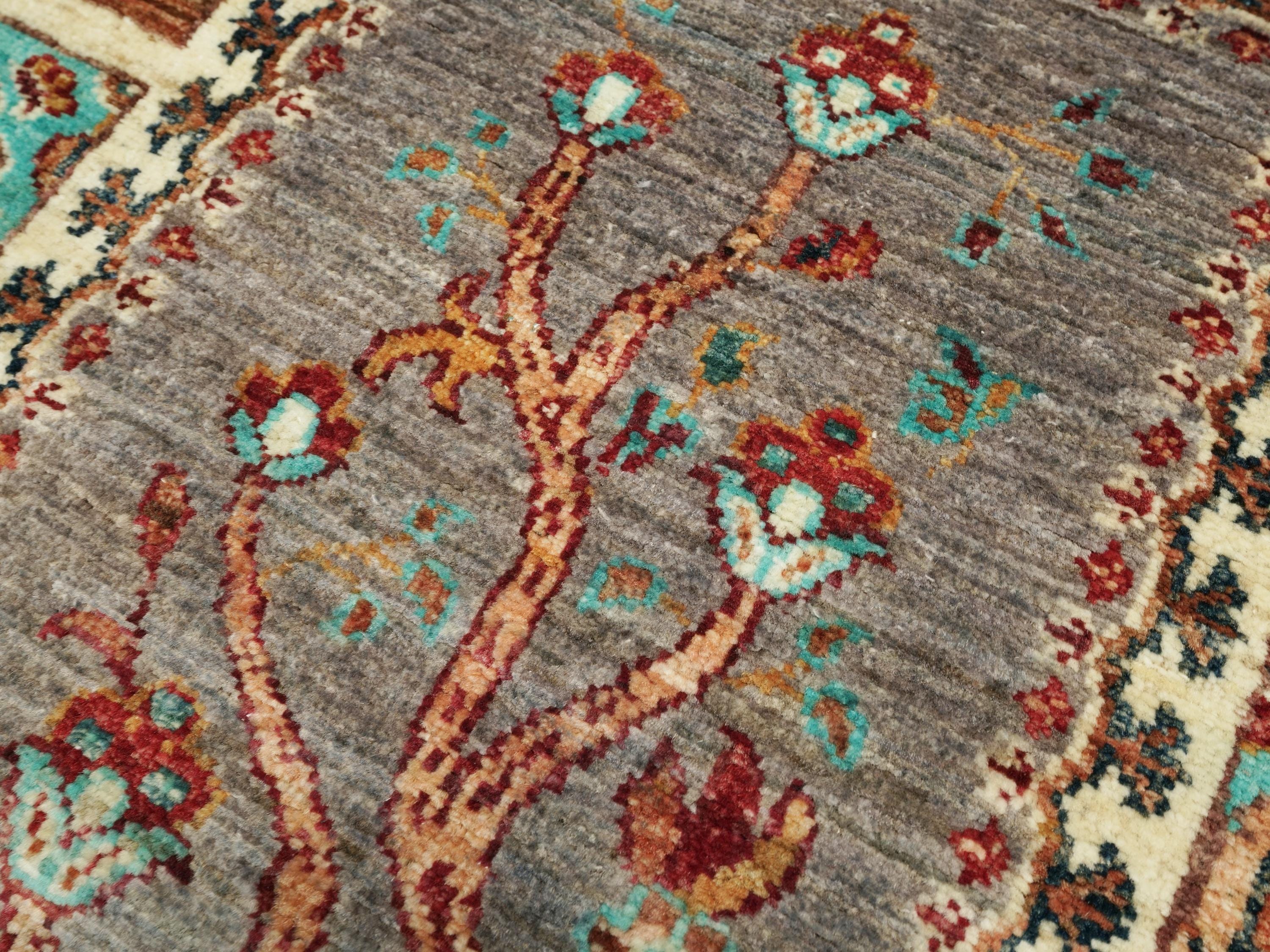 3x5 Ft Gray Gabbeh Rug - Afghan Wool Oriental Rug