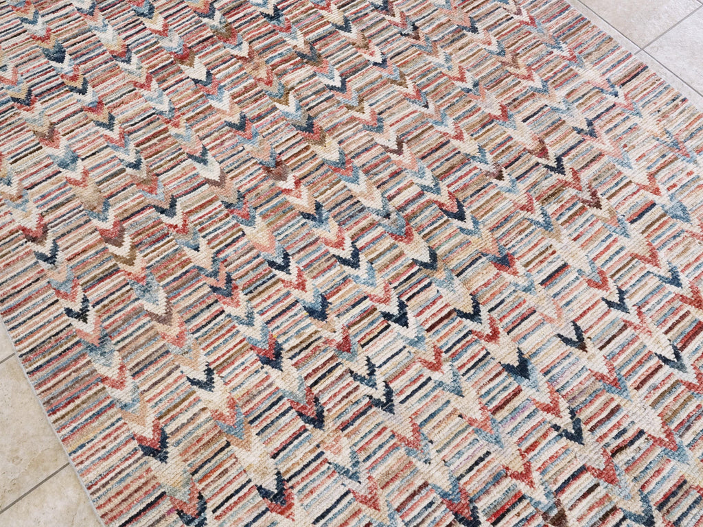 7x10 Ft Multicolor Moroccan Rug - Hand Knotted Area Rug