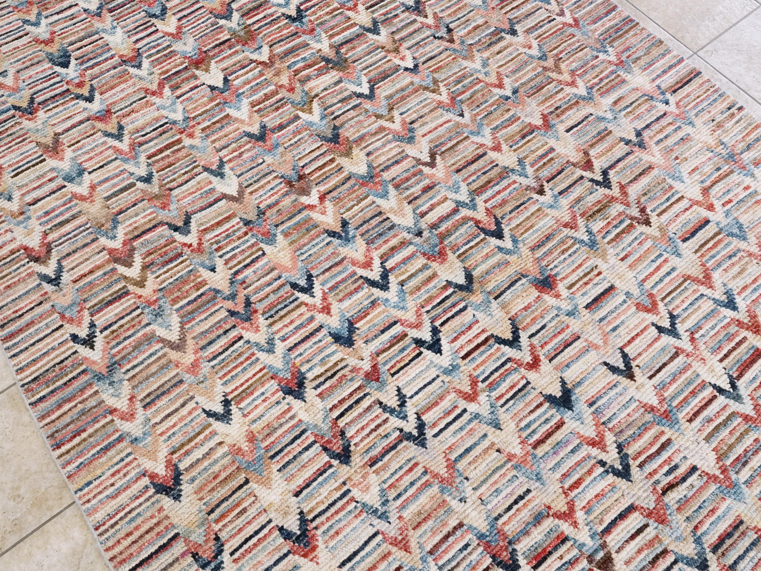 7x10 Ft Multicolor Moroccan Rug - Hand Knotted Area Rug
