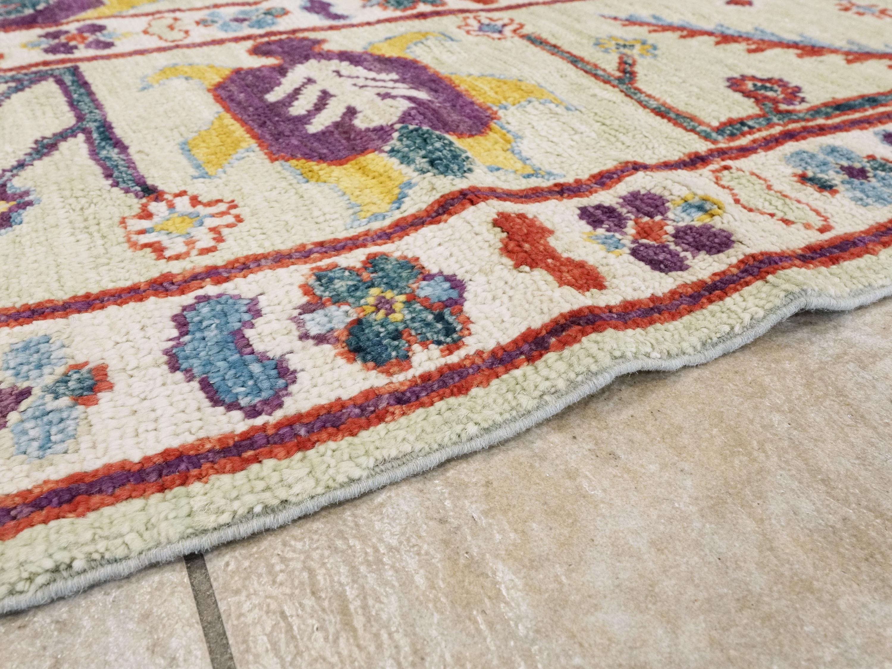 9x12 Ft Light Green Ushak Rug - Hand Knotted Afghan Oriental Rug