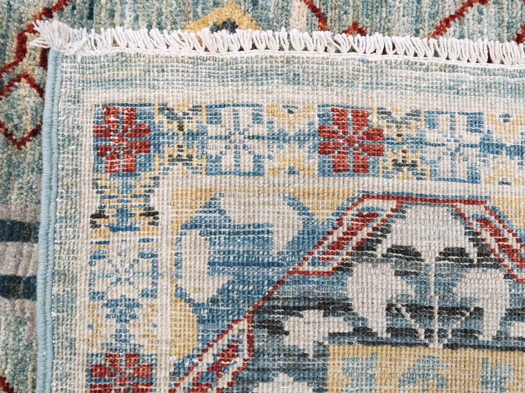 8x10 Ft Blue & Red Heriz Rug - Handmade Afghan Wool Rug - Traditional Persian Design