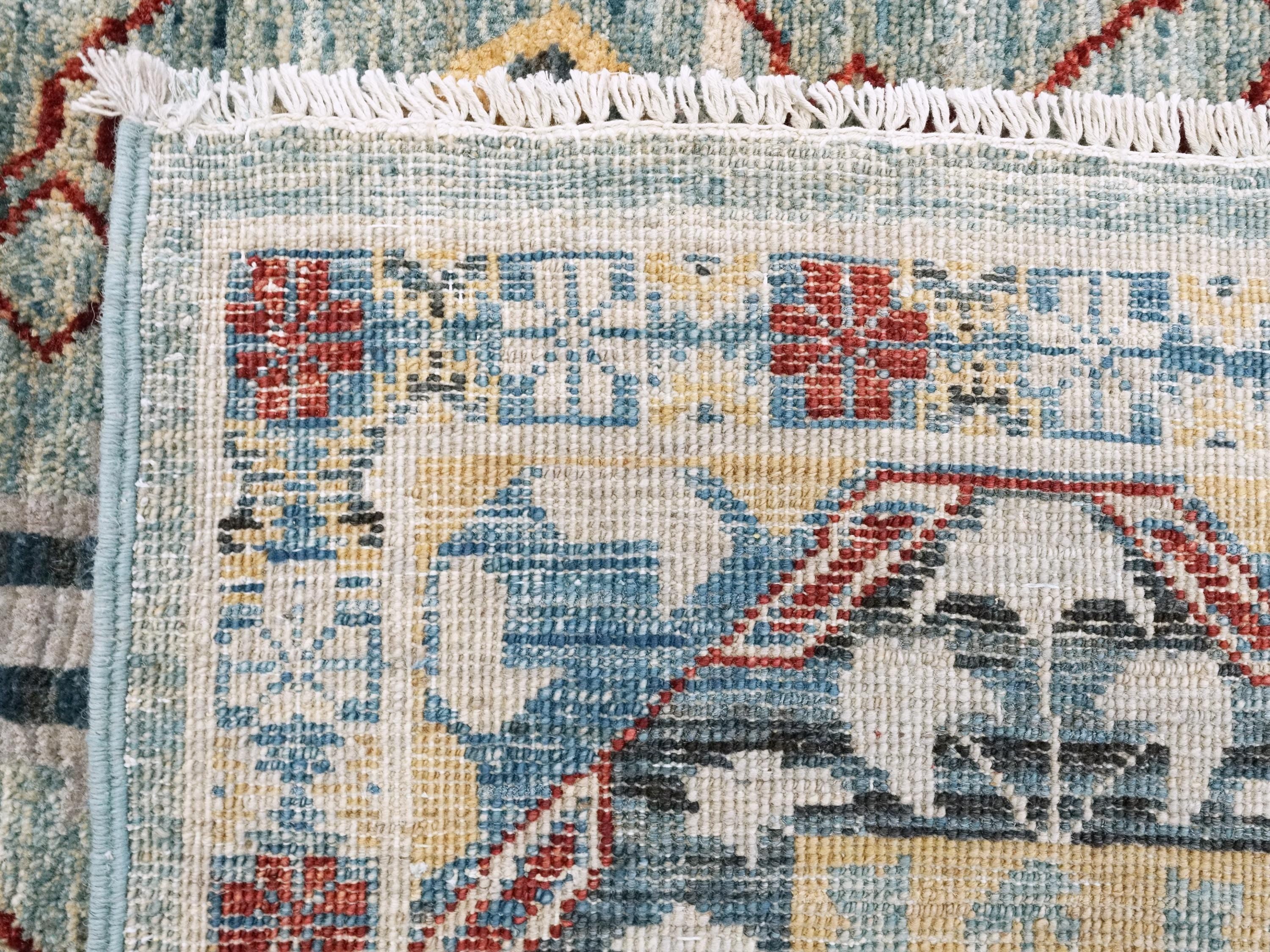 8x10 Ft Blue & Red Heriz Rug - Handmade Afghan Wool Rug - Traditional Persian Design