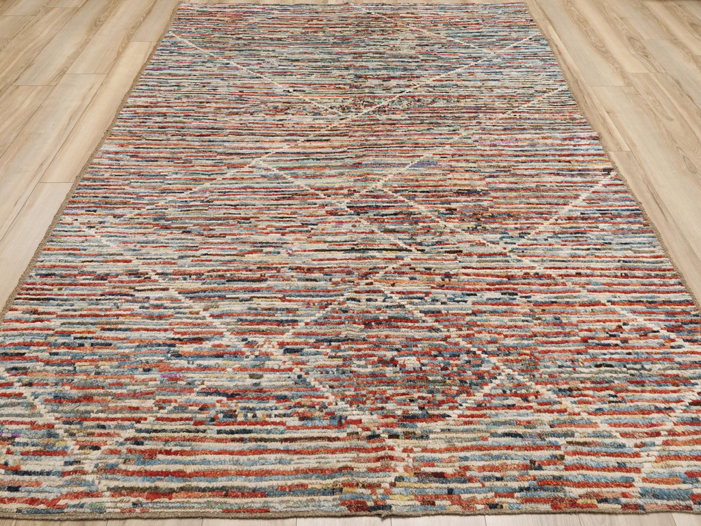 7x10 Ft Colorful Moroccan Rug - Hand Knotted Area Rug