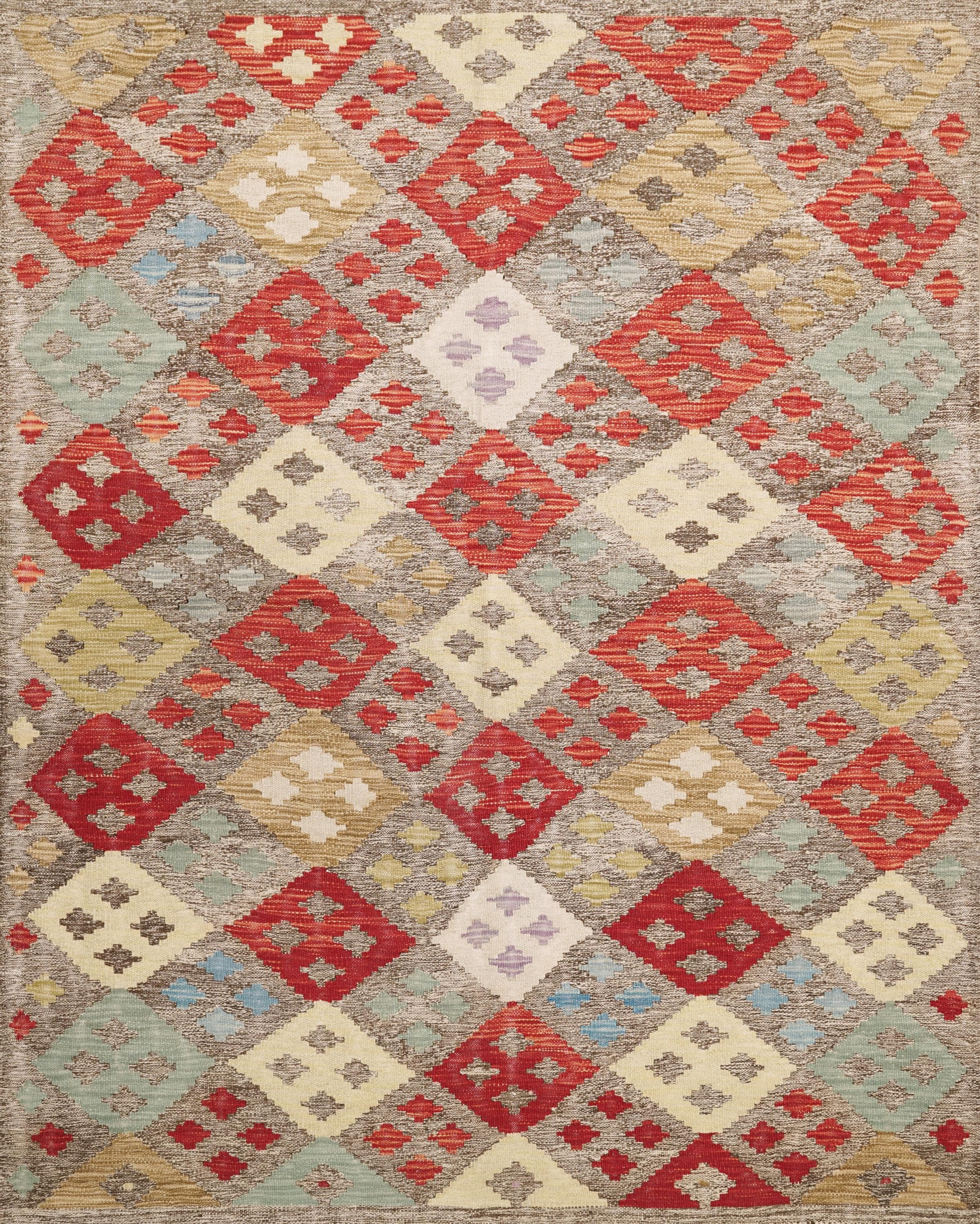 5x6 Ft Red Kilim Rug - Geometric Afghan Flat Weave