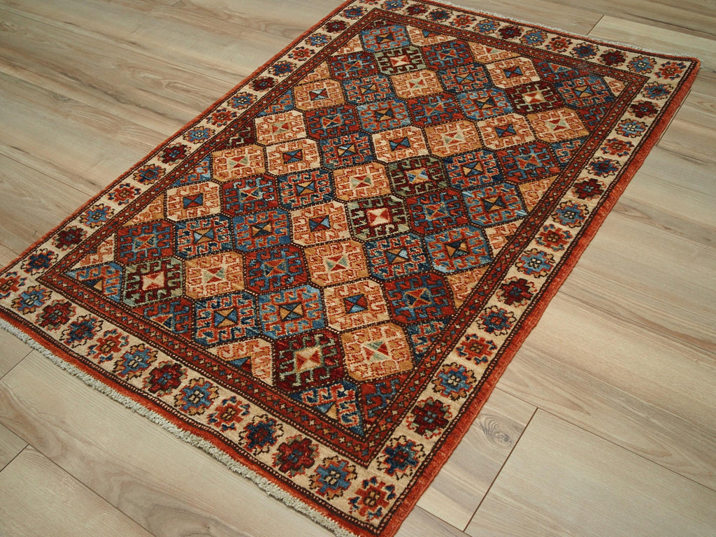3x5 Ft Orange Heriz Rug - Oriental Wool Rug