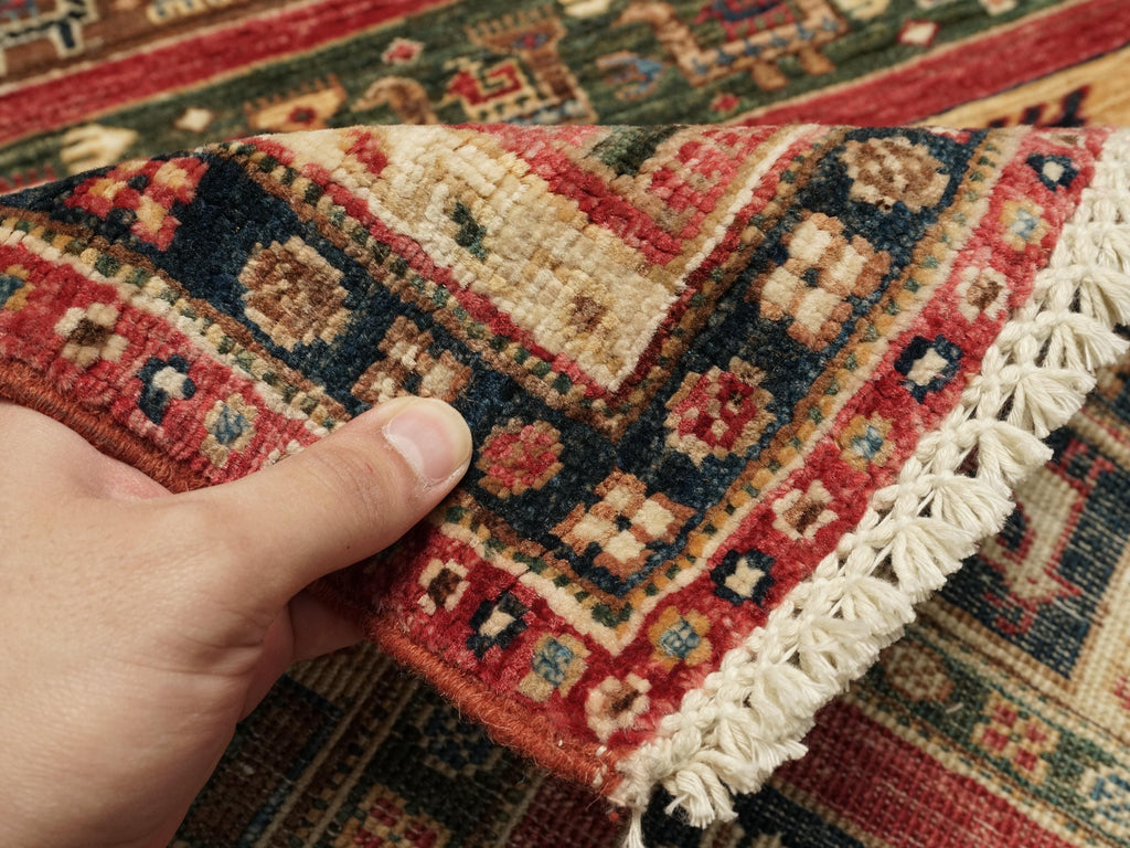 3x5 Ft Orange Heriz Rug - Afghan Wool Animal Rug