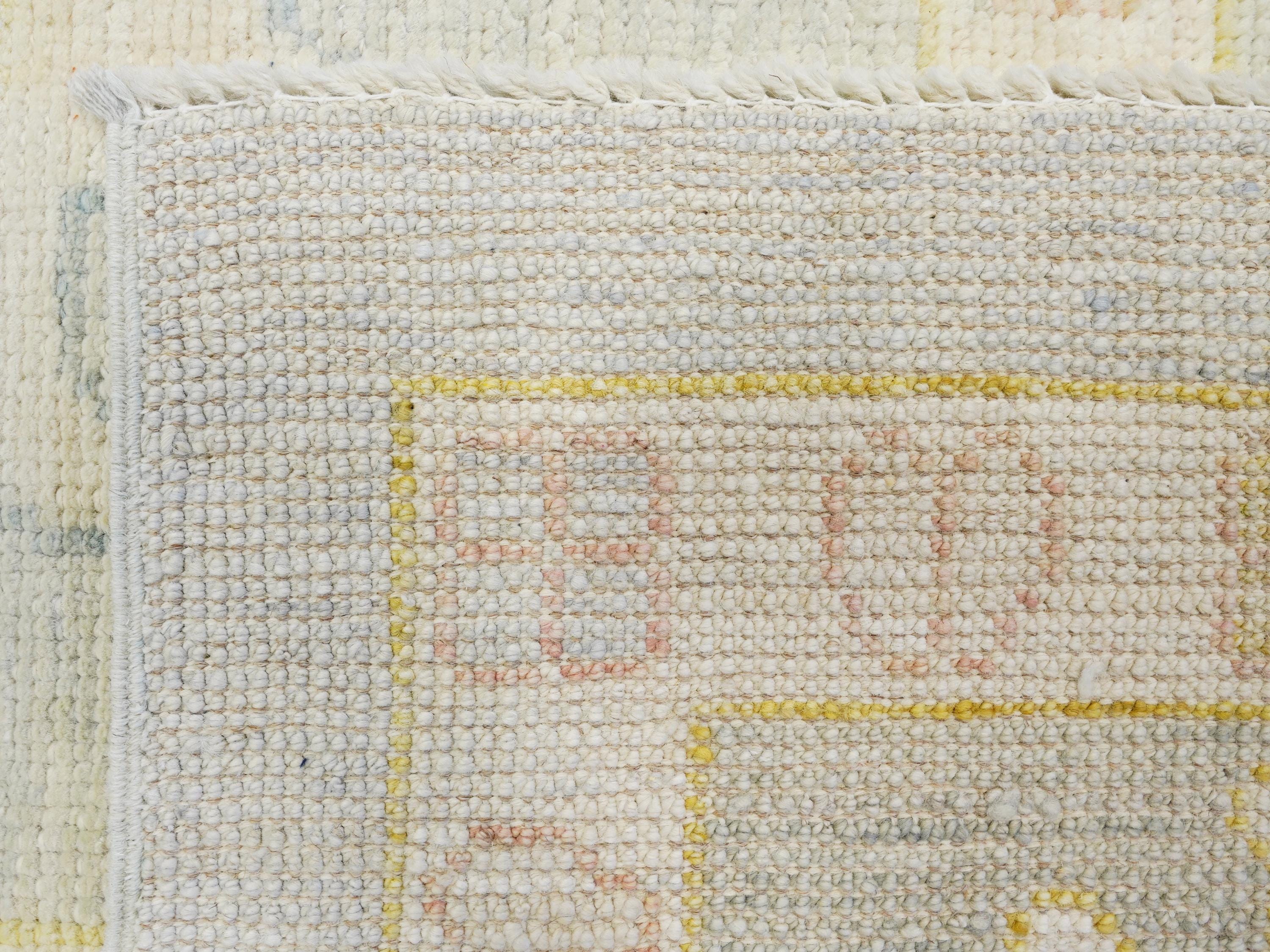 10x14 Ft Muted Green Ushak Rug - Hand Knotted Afghan Rug - Turkish Floral Design