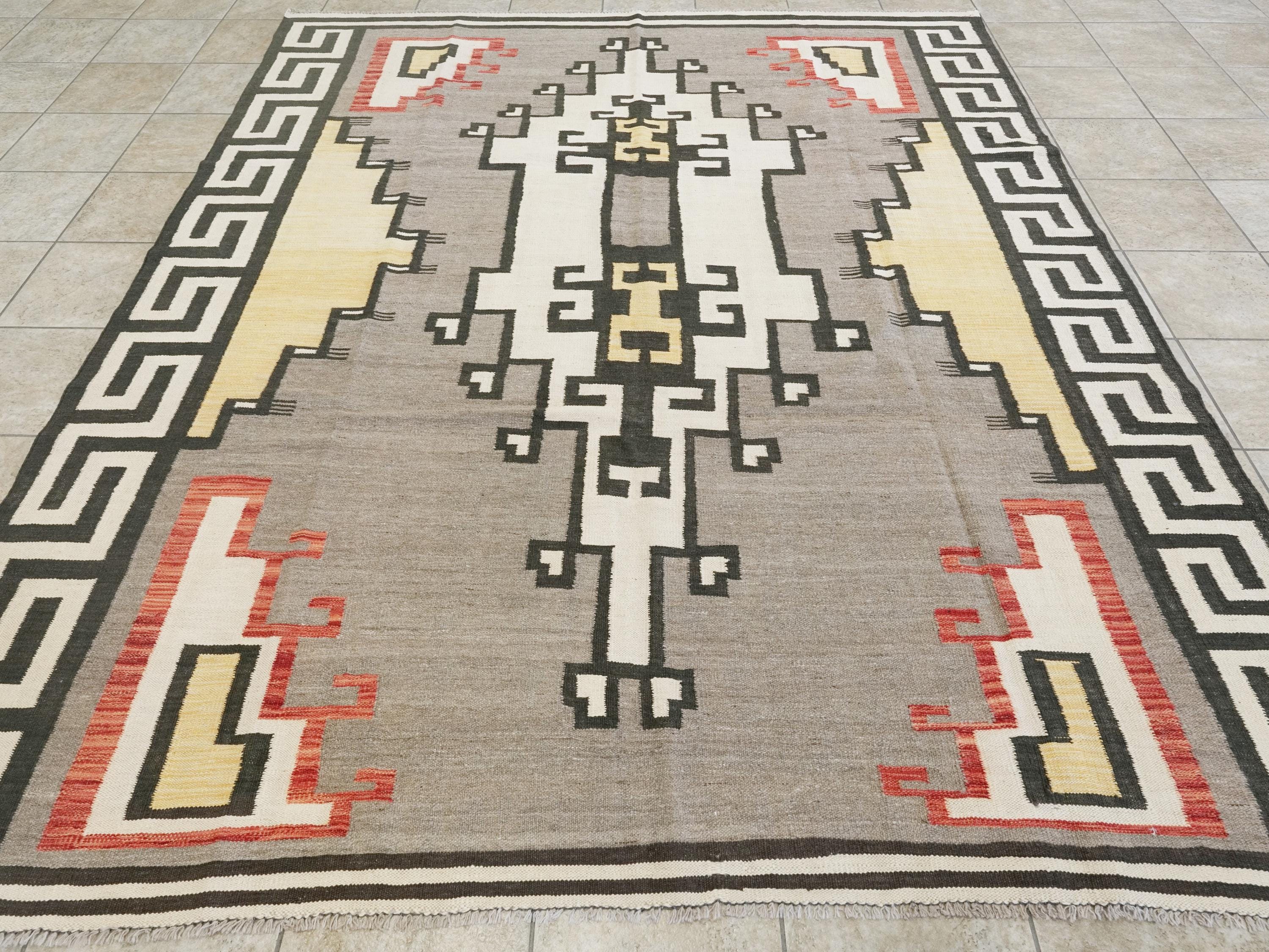 8x10 Ft Navajo Kilim - Traditional Flatweave rug - Tribal Design