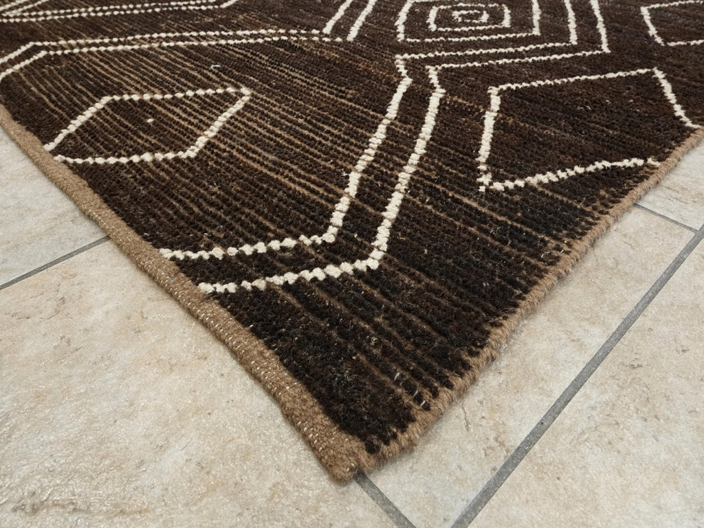 10x14 Ft Dark Brown Moroccan Rug - Afghan Handmade Wool Rug